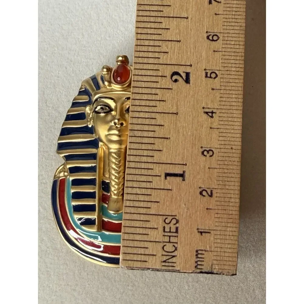 Vintage Franklin Mint King Tutankhamun Tut Jewelry Egyptian Revival Brooch Pin